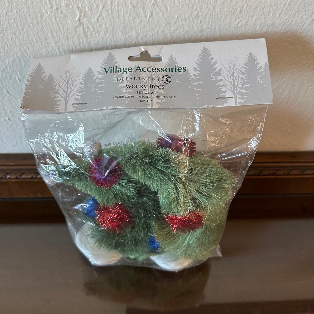 Department 56 Village Grinch Wonky Trees Set of 2 Christmas Decor 4032417